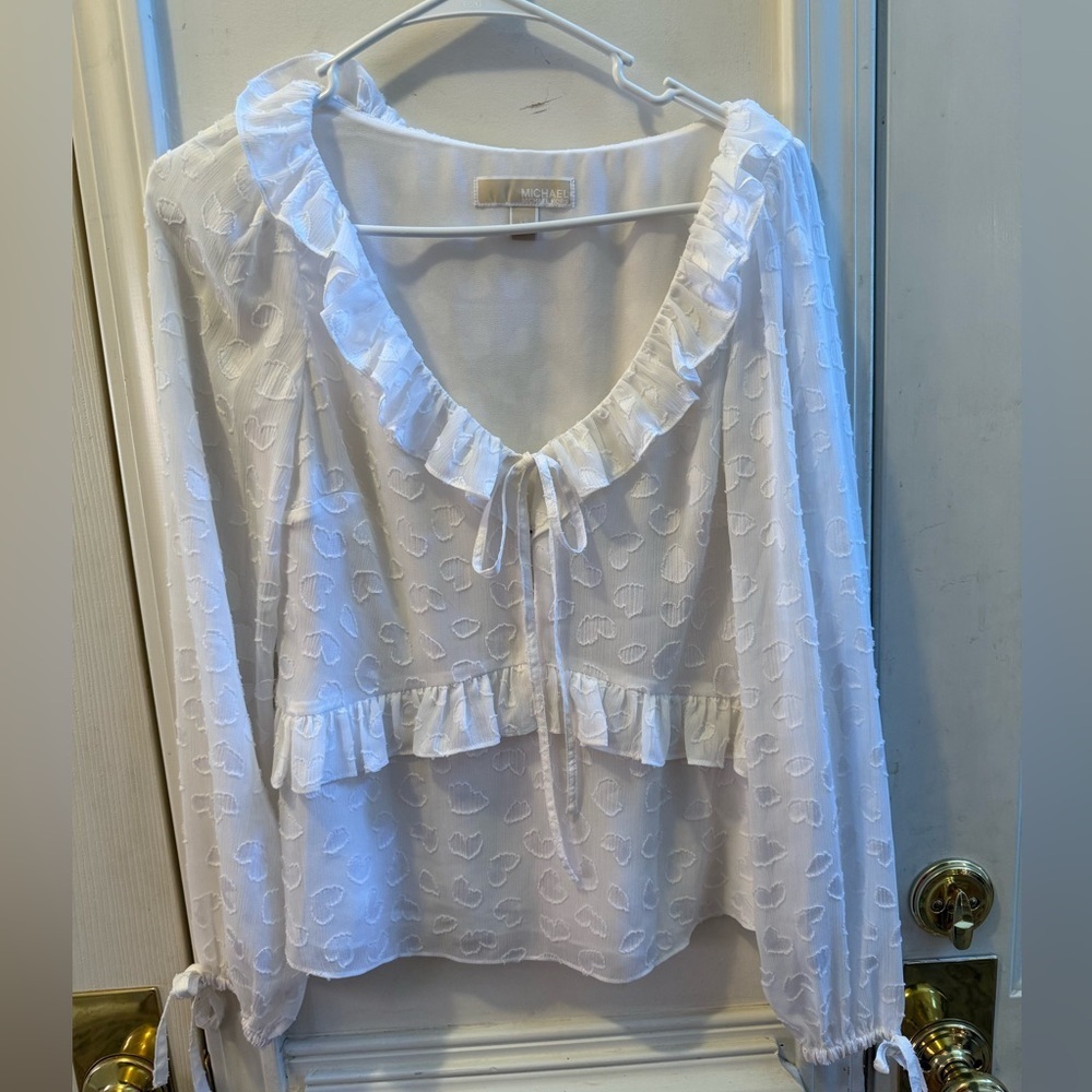 Michael Kors Chiffon Ruffle Tie-Front Blouse
